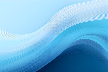 Wall Mural - Artistic Horizontal Header With Steel Blue, Sky Blue and Light Blue Colors. Dynamic Curved Lines With Fluid Flowing Waves and Curves.