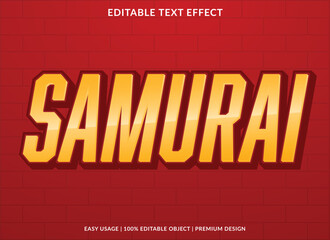 Wall Mural - samurai text effect template design with 3d style use for business brand and logo
