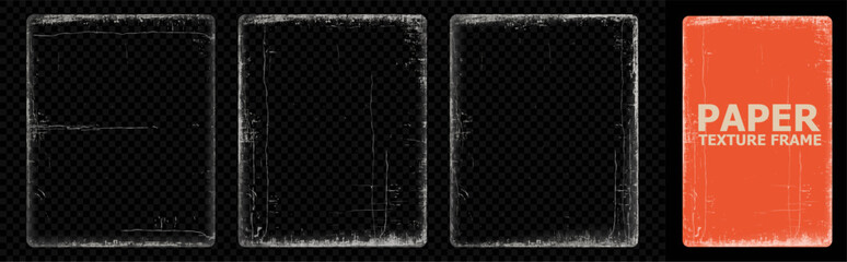 realistic overlay of paper texture with uneven edges and scratches for the design of retro vinyl alb