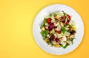 Wall Mural - Plate of fresh tasty healthy salad with vegetables