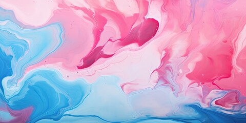 Poster - Abstract marbling oil acrylic paint background illustration art wallpaper - Pink blue color with liquid fluid marbled paper texture banner painting texture