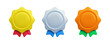 Vector cartoon 3d empty medal realistic icons set. Trendy metallic award render certificate badge