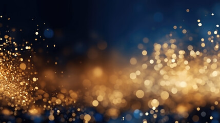 Abstract background with Dark blue and gold particle. New year, Christmas background with gold stars and sparkling.