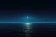 © Anastasiia - Full Moon Rising Over Empty Ocean At Night, Providing Ample Copy Space For Various Uses