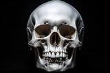 Fototapeta Tęcza - Human Skull Against Dark Background, Creating Striking Visual