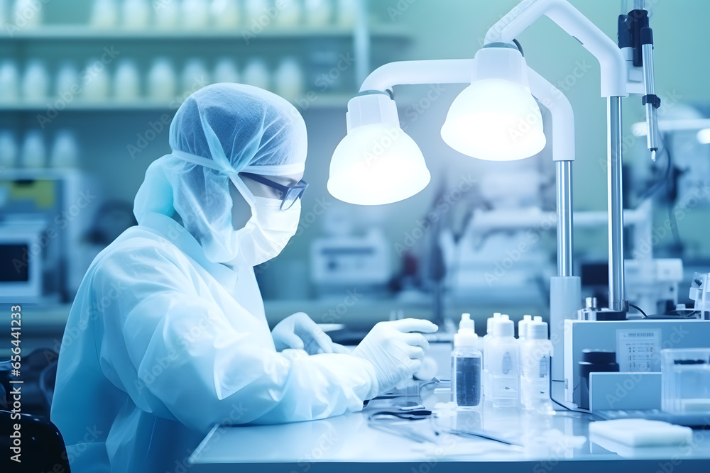Medical Research Laboratory Portrait Of A Female Scientist Doing Test 