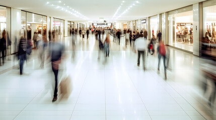 Wall Mural - Time lapse photography of busy people in the square or plaza