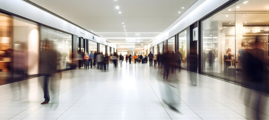 Wall Mural - Time lapse photography of busy people in the square or plaza