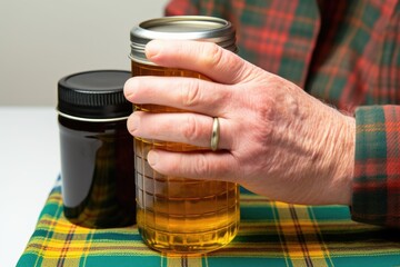 Sticker - hand replaces lid on a thermos of arnold palmer