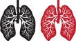 Human lungs vector icons on white background