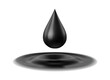 Dripping drop of black oil liquid. Isolated. Fuel Icon. Black Gold. Realistic. PNG Illustration.