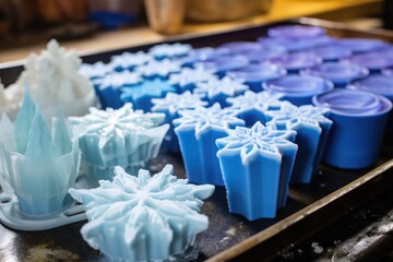 Poster - winter-themed candle molds ready for wax