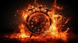 Burning alarm clock background. Time out or deadline concept. Big sale and hot discounts. Generative AI