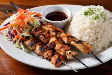 Poster - grilled fish skewers served with a side of coleslaw