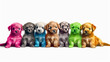 multicolored paint dogs. . spectrum, symbol of creativity, fantasy, isolated on a white background