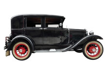 Side View Of An Early Twentieth Century Black Luxury Classic Car