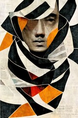 Wall Mural - abstract face portrait as a cubism art. Concept of creative shapes graphics with textured geometric shapes. Geometric face. Generative AI.	
