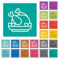 Poster - Roasted chicken outline square flat multi colored icons