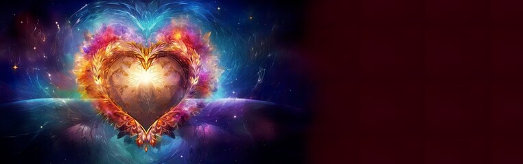 Wall Mural - Cosmic love, the heart as the soul's sanctuary. Esoteric heart, soul, and emotions in universal love. Mystical, spiritual connection, chakra, connectedness.