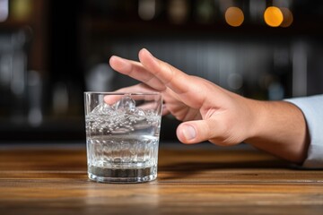 Canvas Print - hand reaching for gin and tonic glass on a bar top