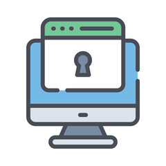 Wall Mural - computer web with lock, security concept. web security icon of internet technology