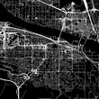 1:1 square aspect ratio vector road map of the city of  Kennewick Washington in the United States of America with white roads on a black background.