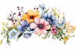 A watercolor floral arrangement of wildflowers and wreaths on a transparent background, perfect for spring. Generative AI