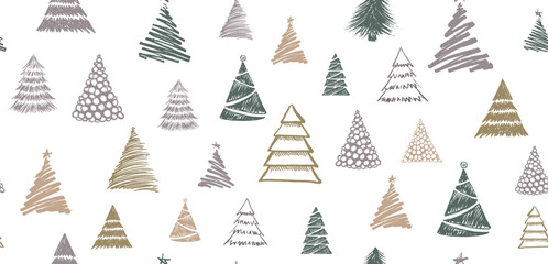 Wall Mural - Christmas tree, New Year set, hand drawn illustrations. Vector.	
