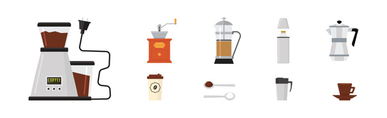 Canvas Print - Coffee Drink Brewing Icon and Object Vector Set