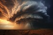 Enormous tempestuous storm with dramatic clouds. Generative AI