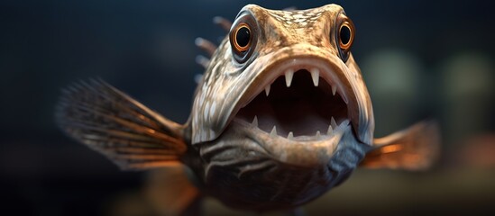 A fish with a wide open mouth and big surprised eyes