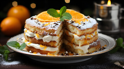 Wall Mural - homemade christmas tangerines cake