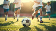 © standret - Kids football - young children players match on soccer field, Banner