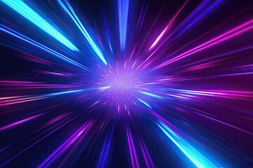 Wall Mural - Abstract light in space background. Warp speed dreams. Glowing universe. Galactic burst. Energy in cosmos. Sparkling stars. Show in space