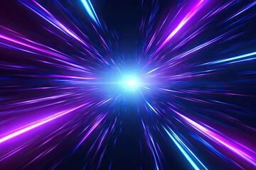 Wall Mural - Abstract light in space background. Warp speed dreams. Glowing universe. Galactic burst. Energy in cosmos. Sparkling stars. Show in space