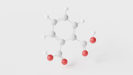 Sticker - phthalic acid molecule 3d, molecular structure, ball and stick model, structural chemical formula aromatic dicarboxylic acid