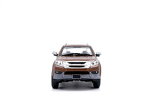 Isolated Simple Blue And Brown Suv Cars Front View On White Background That Easily Removable.