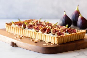 Canvas Print - fig tart on a wood board