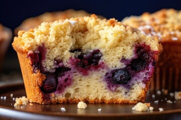 Wall Mural - close-up of a blueberry muffin胢s crumb