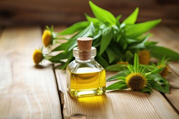 Canvas Print - fresh cut echinacea plant on a wood table