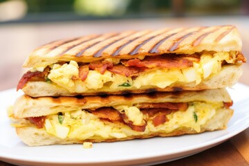 Canvas Print - up-close of a grilled bacon and egg breakfast panini