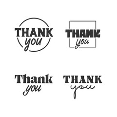 Sticker - Thank you design for card design. Lettering text thank you.
