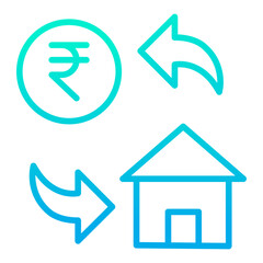 Wall Mural - Outline gradient Rupees Home Cost icon