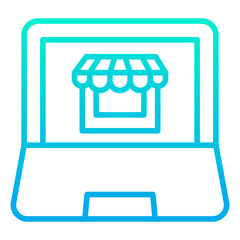 Sticker - Outline gradient Computer Shop Store icon