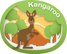 Alphabet Letter K-kangaroo Paper Cut Concept