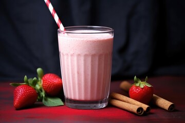 Wall Mural - a strawberry shake with a stick of cinnamon for flavor