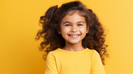 Happy girl kid isolated on studio background