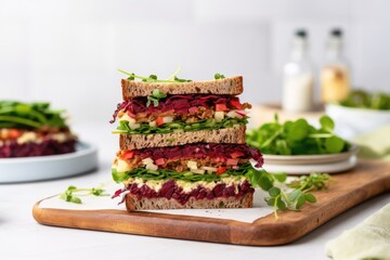 Sticker - stack of sandwich slices, beetroot salad to the side