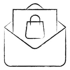 Wall Mural - Hand drawn Mail Shopping bag icon