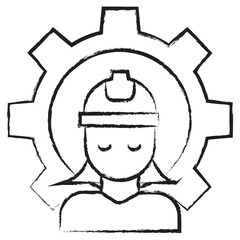 Poster - Hand drawn Woman Engineering Worker icon